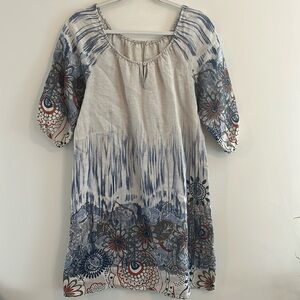 Rose Marine Linen Italy‎ S Boho Peasant Floral Lagenlook Festival Summer Casual